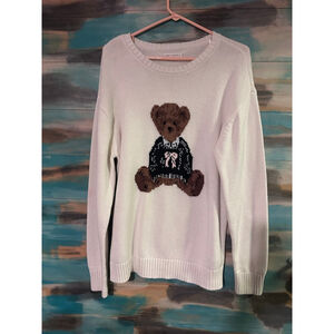 Women's Aeropostale White Bear Crew Neck Sweater M